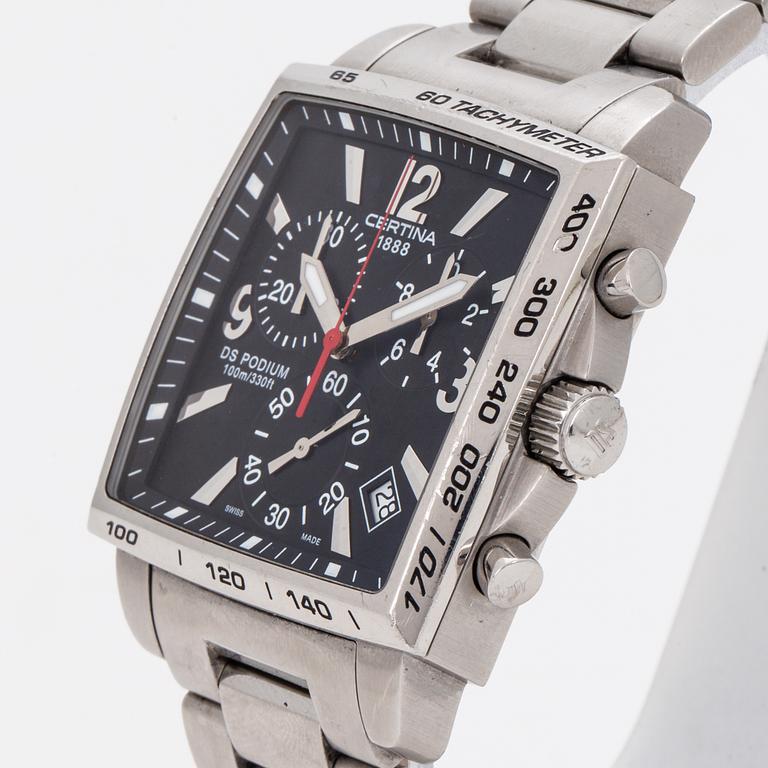 CERTINA, DS Podium Square (100m/330ft), chronograph, wristwatch, 38 x 38 mm.