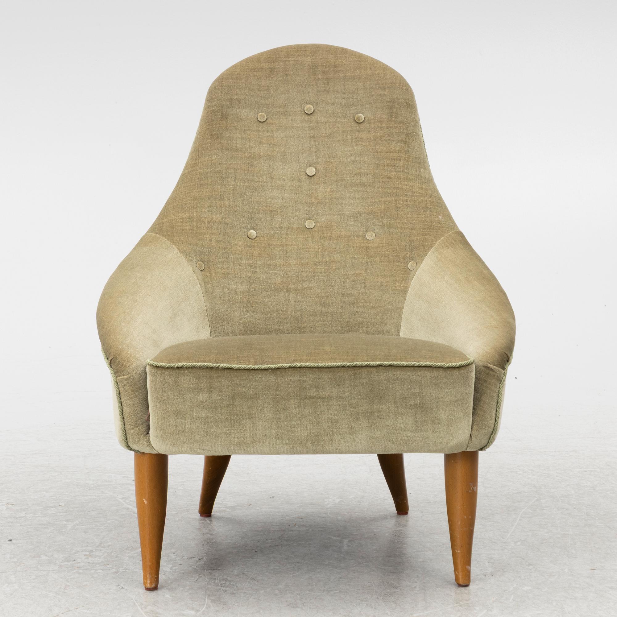 Kerstin Hörlin-Holmquist, Fåtölj, "Lilla Eva", ur serien "Paradiset", Nordiska Kompaniet, Nyköping, 1950/60-tal.