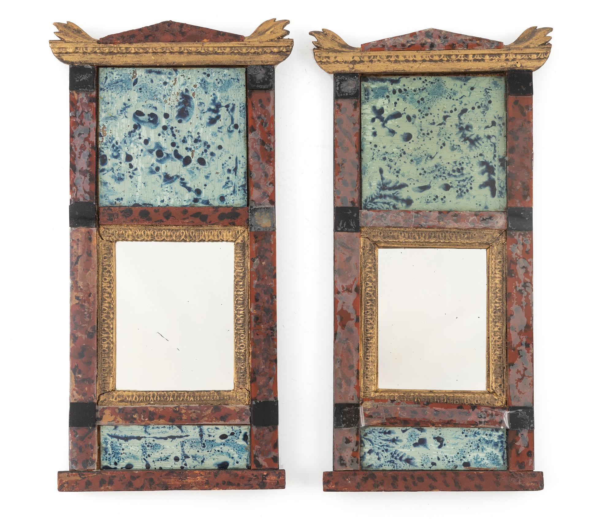 A pair of Swedish 'Glasmästarspeglar', first part of the 19th Century.