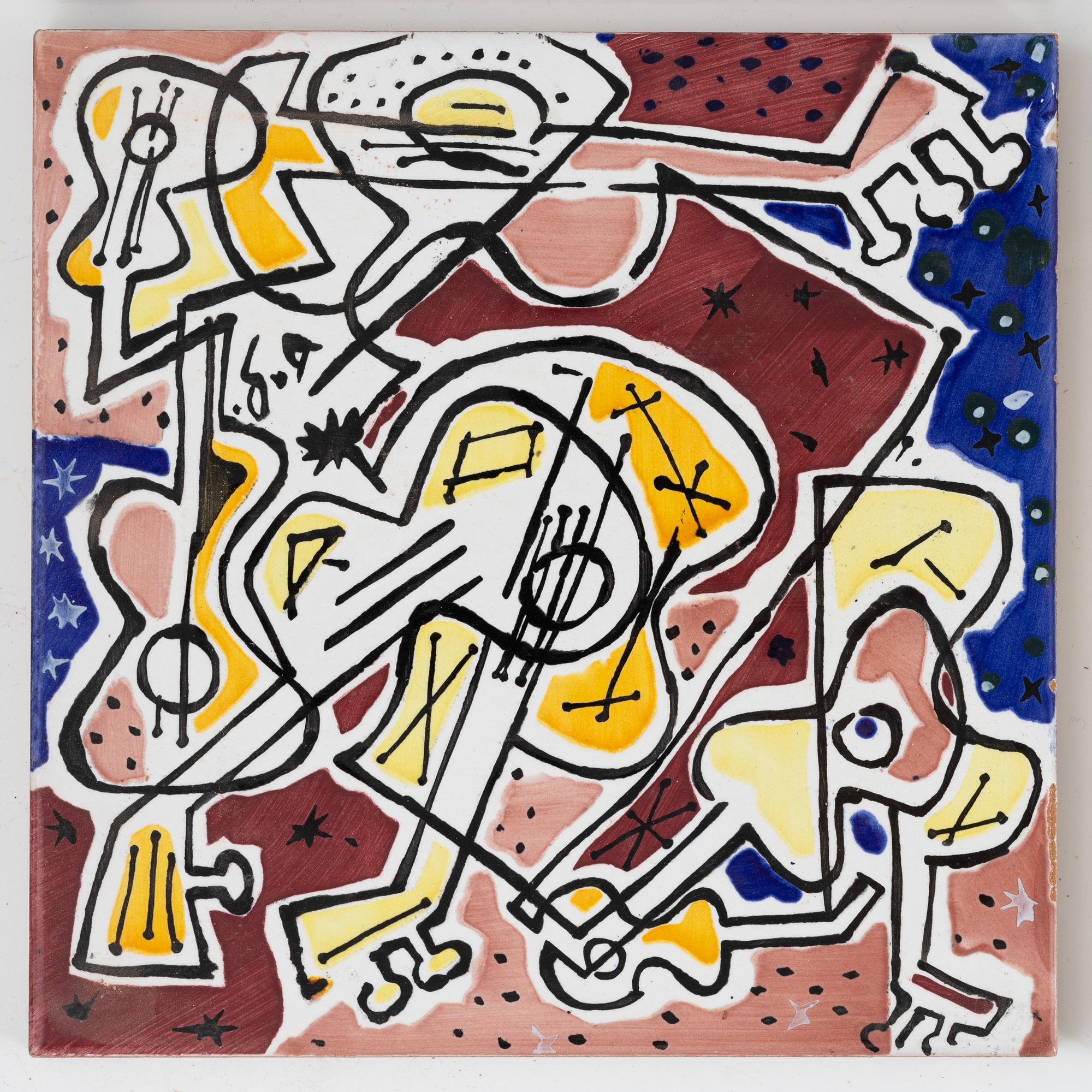 Salvador Dalí, after. A set of six earthenware tile plates, Spain.