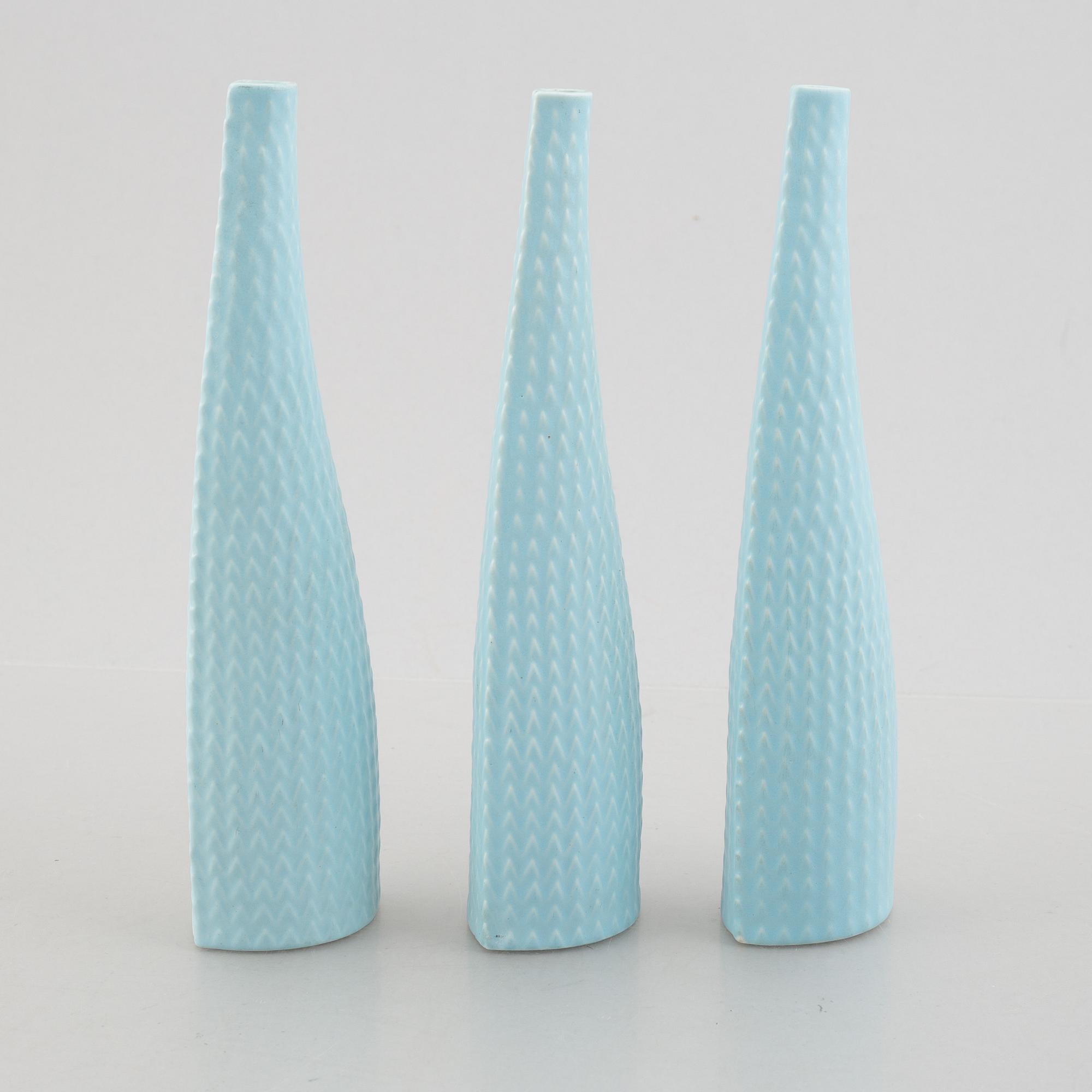 Stig Lindberg, vaser och skålar, 5 st, "Reptil", Gustavsberg, 1953-63.