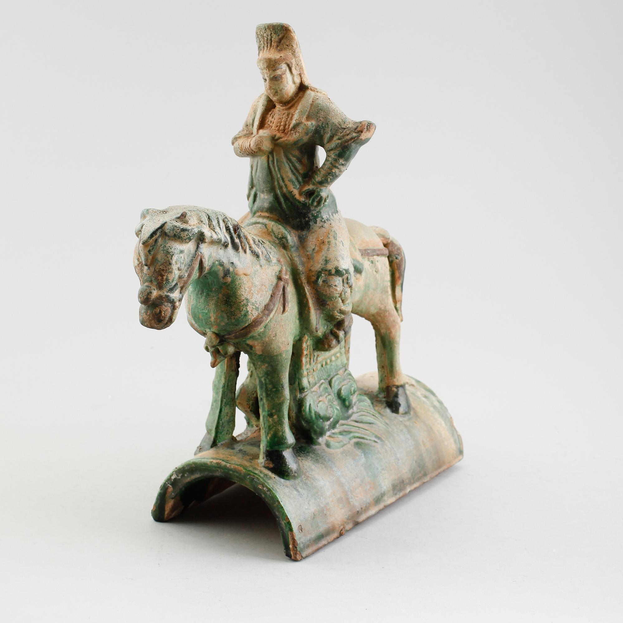 FIGUR, keramik, Kina, för taknock, Mingtyp.