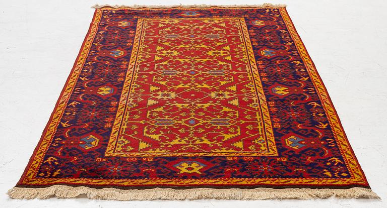 A semi antique Romanian "Lotto" rug, c. 214 x 123 cm.
