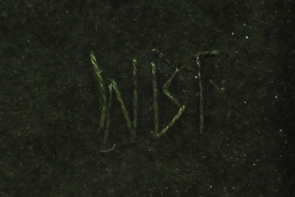 WIBEKE BECK FRIIS, textilcollage, monogramsign.