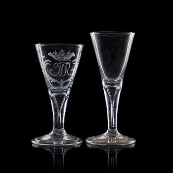 1323. Two wine goblets, 18th Century.