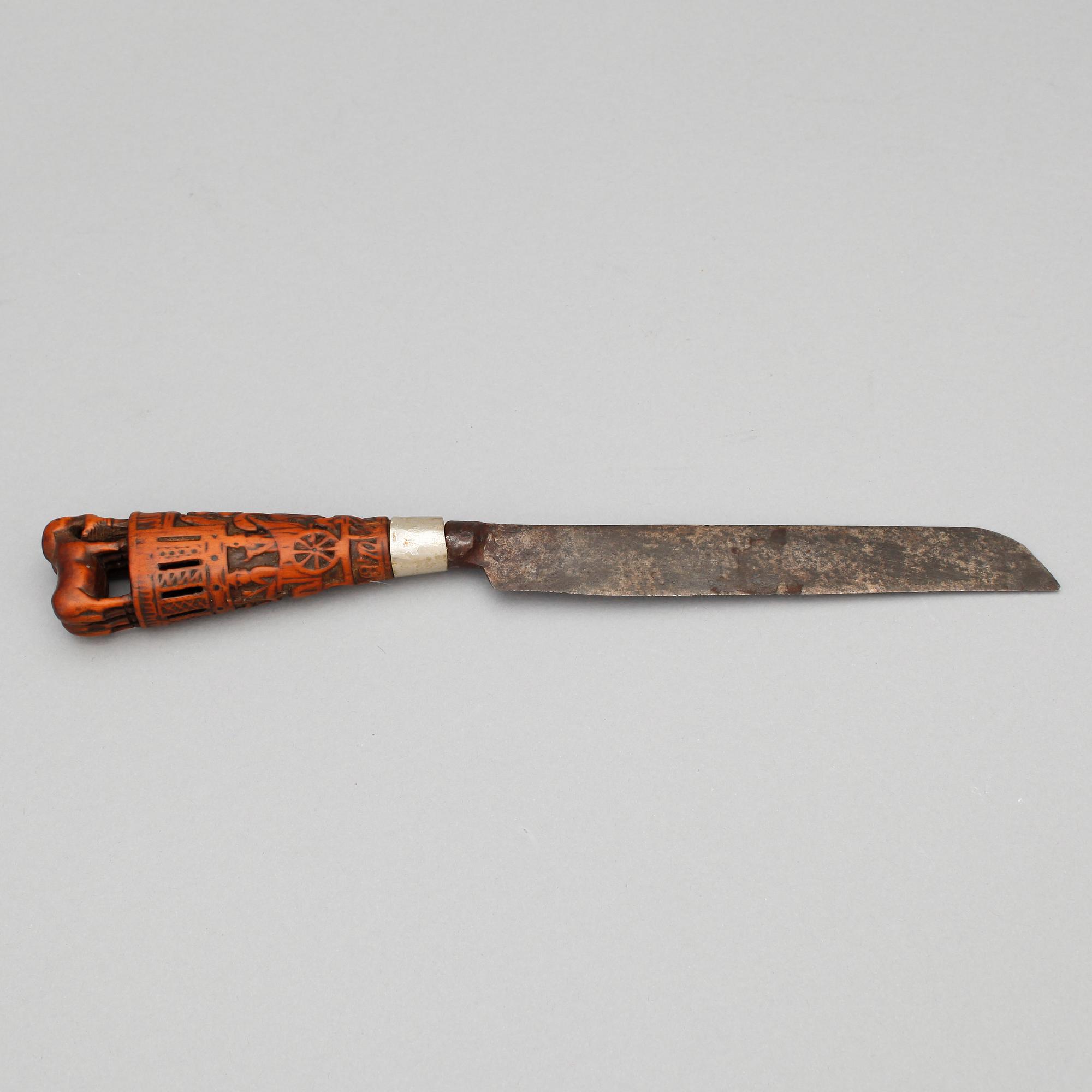 KNIV, allmoge, signerad och daterad 1870.