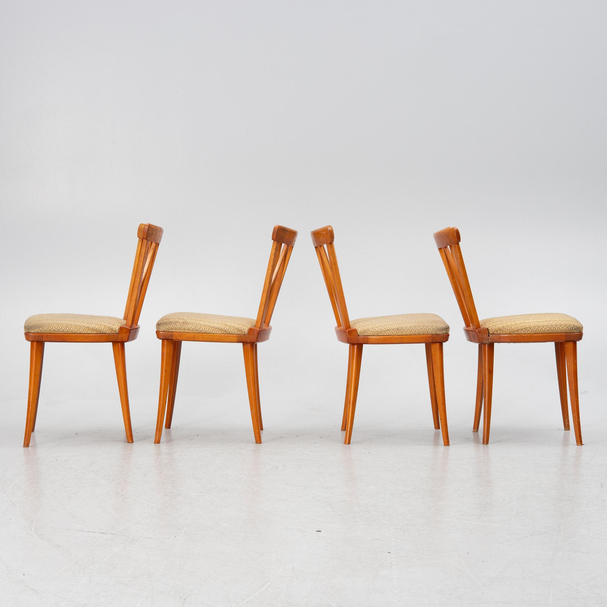 Carl Malmsten, stolar, 4 st, "Pyramid", Åfors Möbelfabrik, 1900-talets mitt.