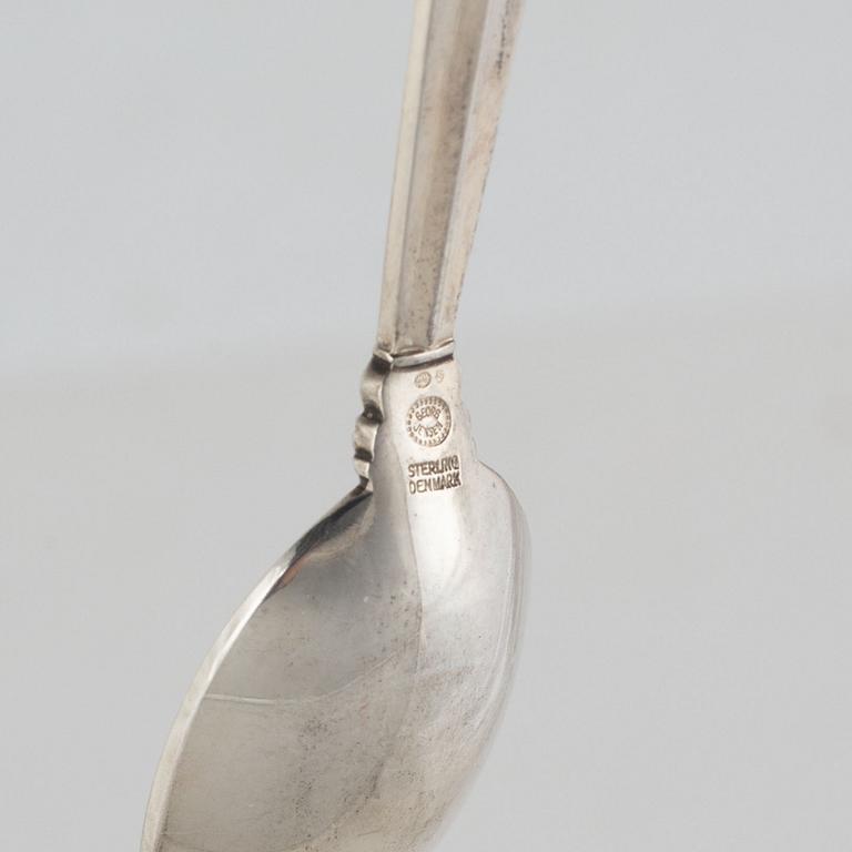 Johan Rohde, kaffeskedar, 11 st, sterlingsilver, "Dronning/Acanthus", Georg Jensen, Danmark efter 1945.