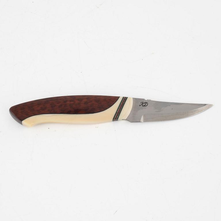 Knut Dahl, a snakewood and whale tooth knife, signed.