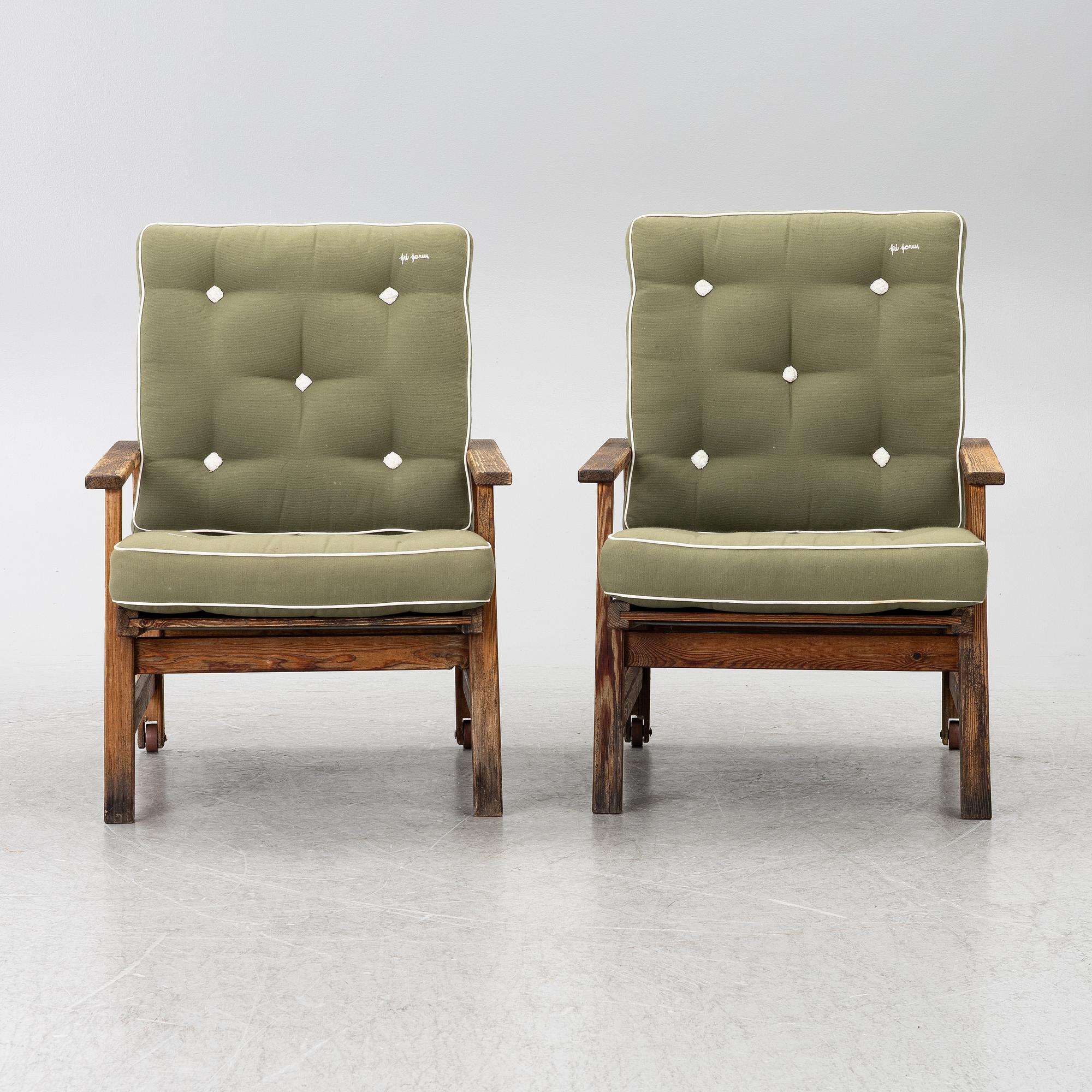 Elsa Stackelberg, a pair of garden armchairs, Fri Form, Edsbruk, 1980s.