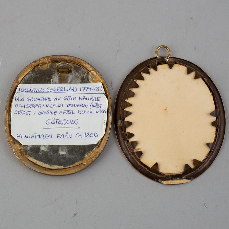 OKÄND KONSTNÄR, miniatyrmålningar, 2 st, gouache på papper, omkring år 1800.