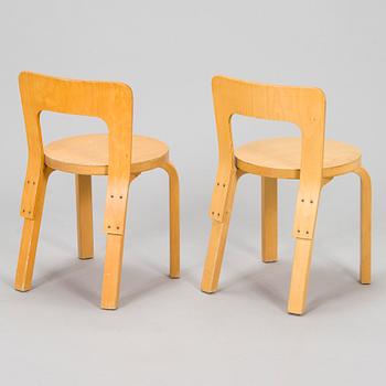 Alvar Aalto, children's chairs, model N65, for Artek, late 1990s.