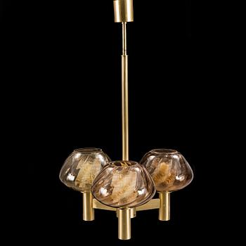 A 20th century brass ceiling lamp.