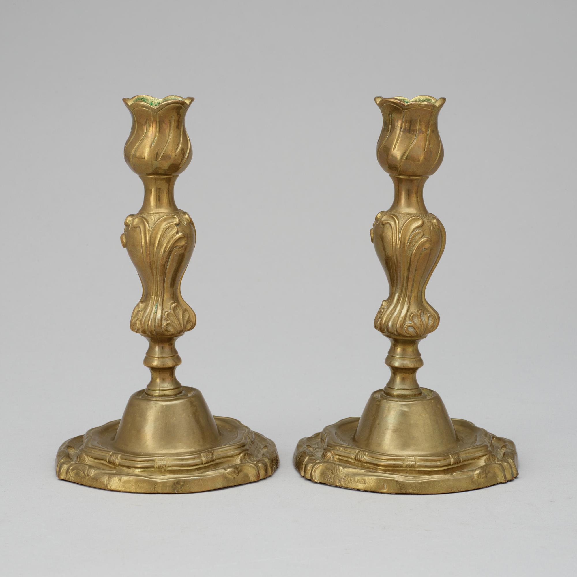 A pair of Swedish Rococo "argent haché" candlesticks by C.  C. Liendenberg, Stockholm 1767.