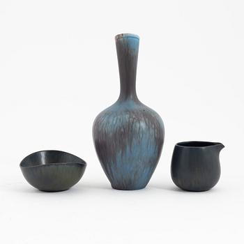 Gunnar Nylund, vas, skål och gräddkanna, stengods, Rörstrand.