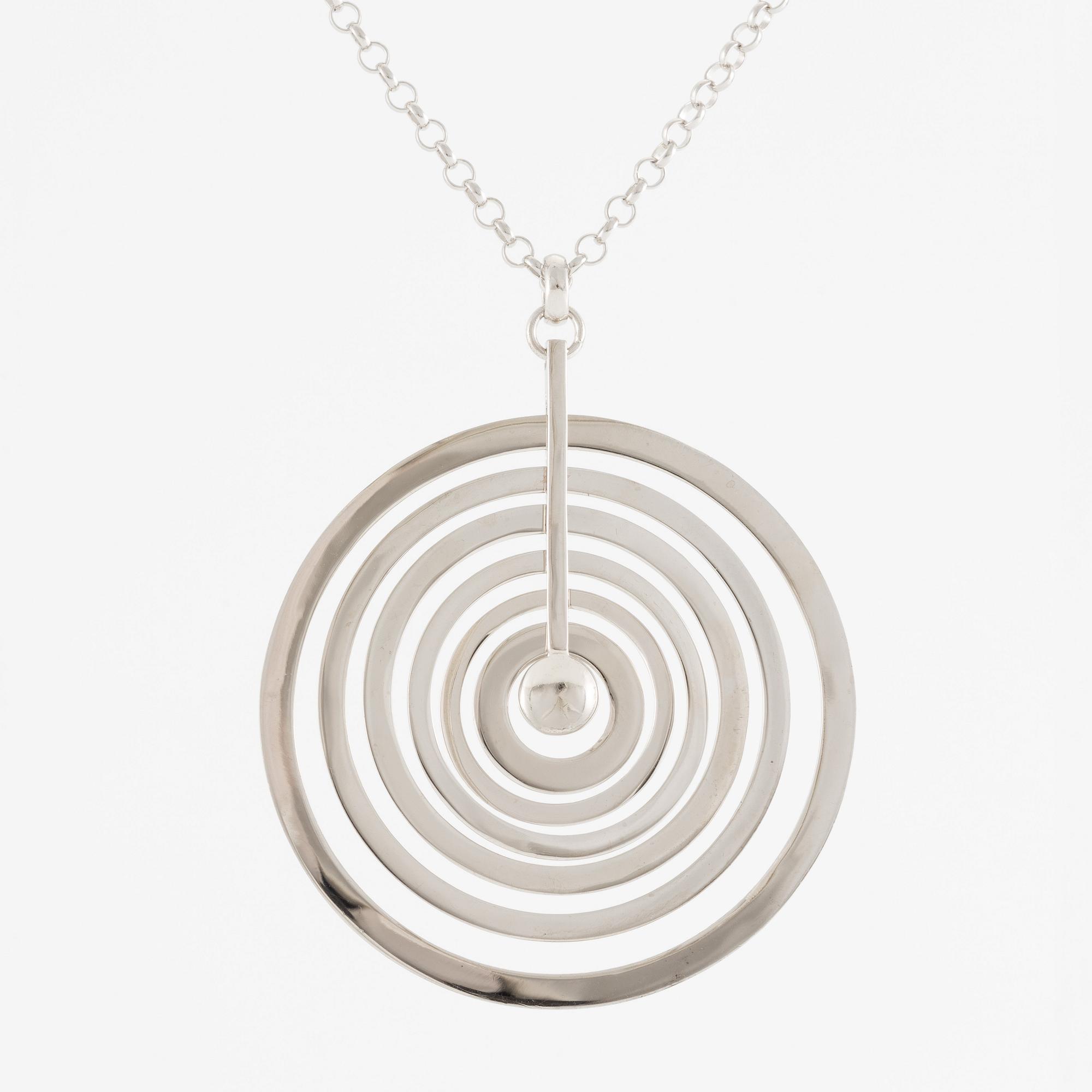 Tapio Wirkkala, pendant with chain "Silvermoon", sterling silver, for Kultakeskus.