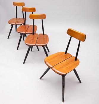 STOLAR, 4 st, "Pirkka", Ilmari Tapiovaara, Laukaan Puu. Formgiven 1957.