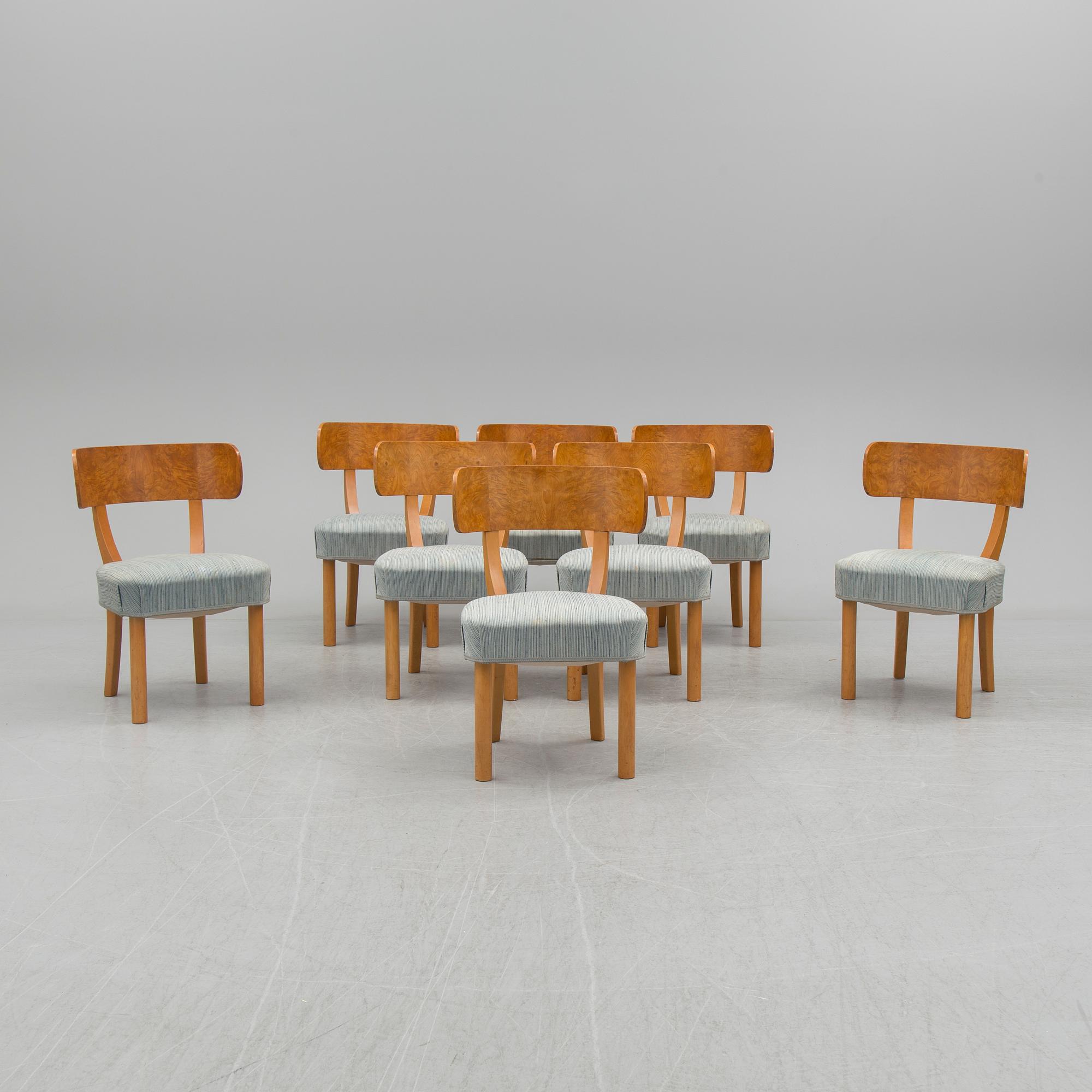 A set of eight chairs and a dining table 'Birka' by Axel Einar Hjorth, Nordiska Kompaniet, 1930s.