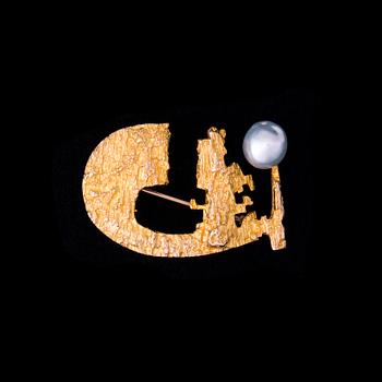 BROSCH, 14K guld, pärla. Björn Weckström, Lapponia 1968. Vikt ca 8,9 g.