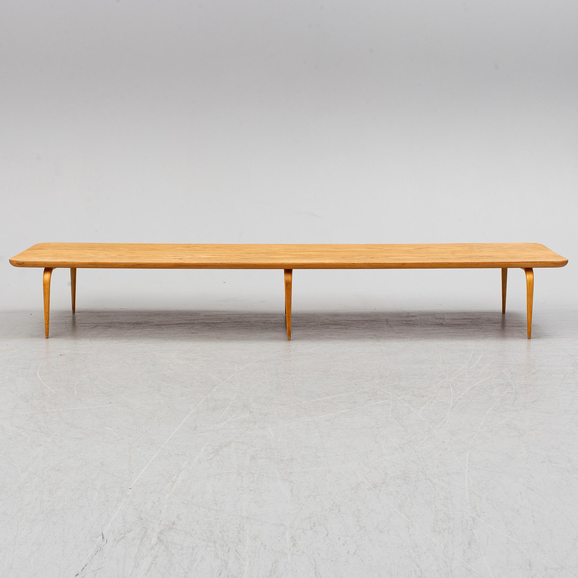 A 'Annika' bench / coffee table by Bruno Mathsson, Firma Karl Mathsson, Värnamo, Sweden 1968.