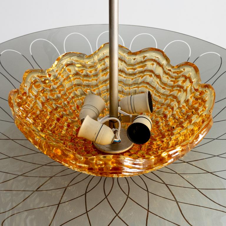 Fritz Kurz, taklampa, modell "KD 9711", Orrefors, 1940-tal.