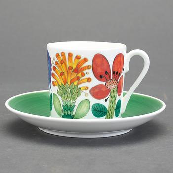 KAFFEKOPPAR 8 st MED FAT, benporslin, Tahiti, Stig Lindberg, Gustavsberg.