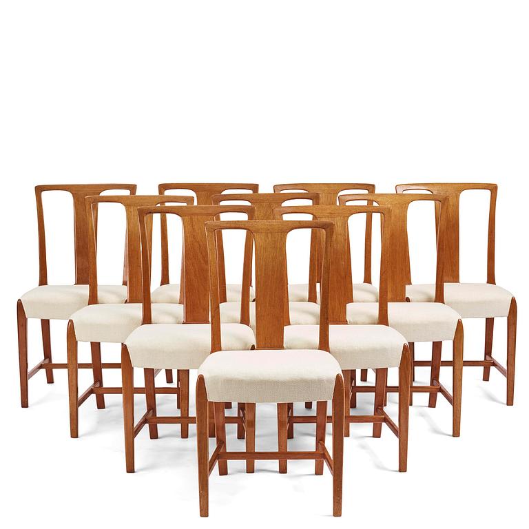 a set of ten mahogany chairs, for the Stockholm Crafts Association, 1940s-50s.