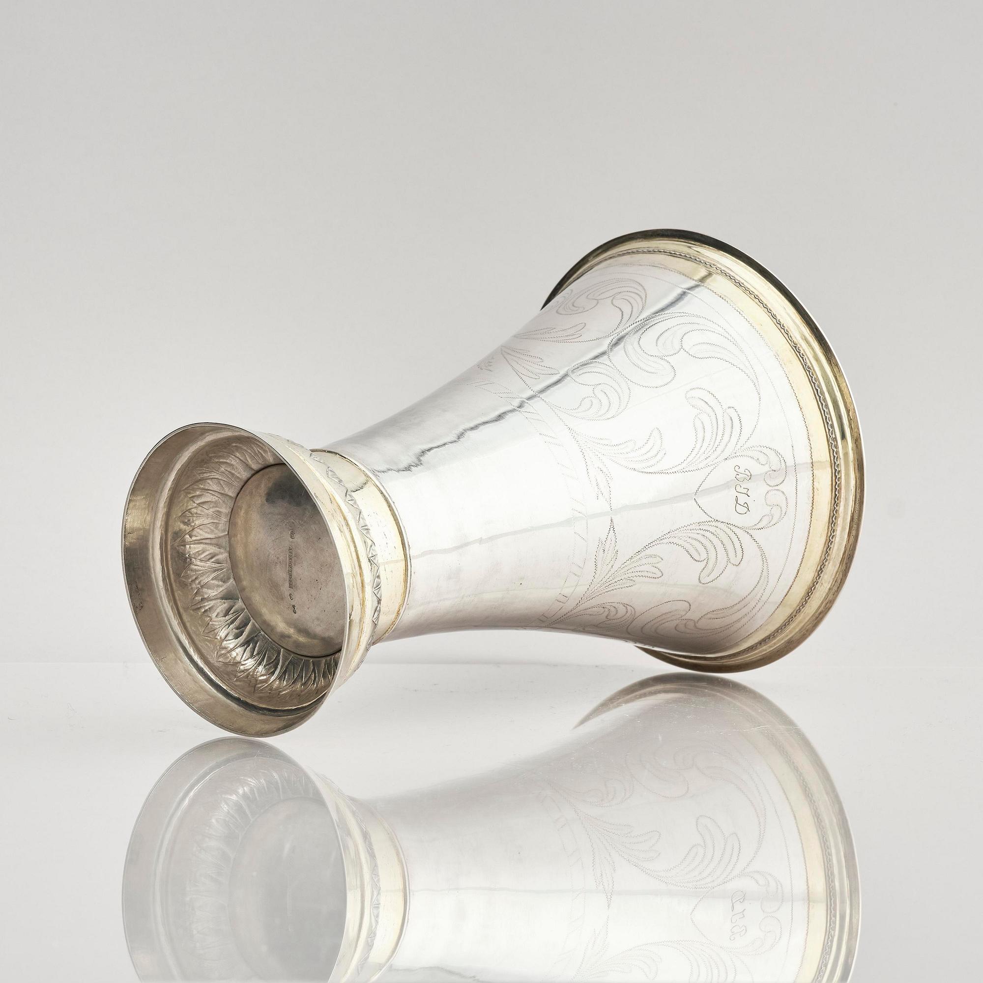 A Swedish 19th century parcel-gilt silver beaker, mark of Johan Ferdinand Grönqvist, Östhammar 1837.