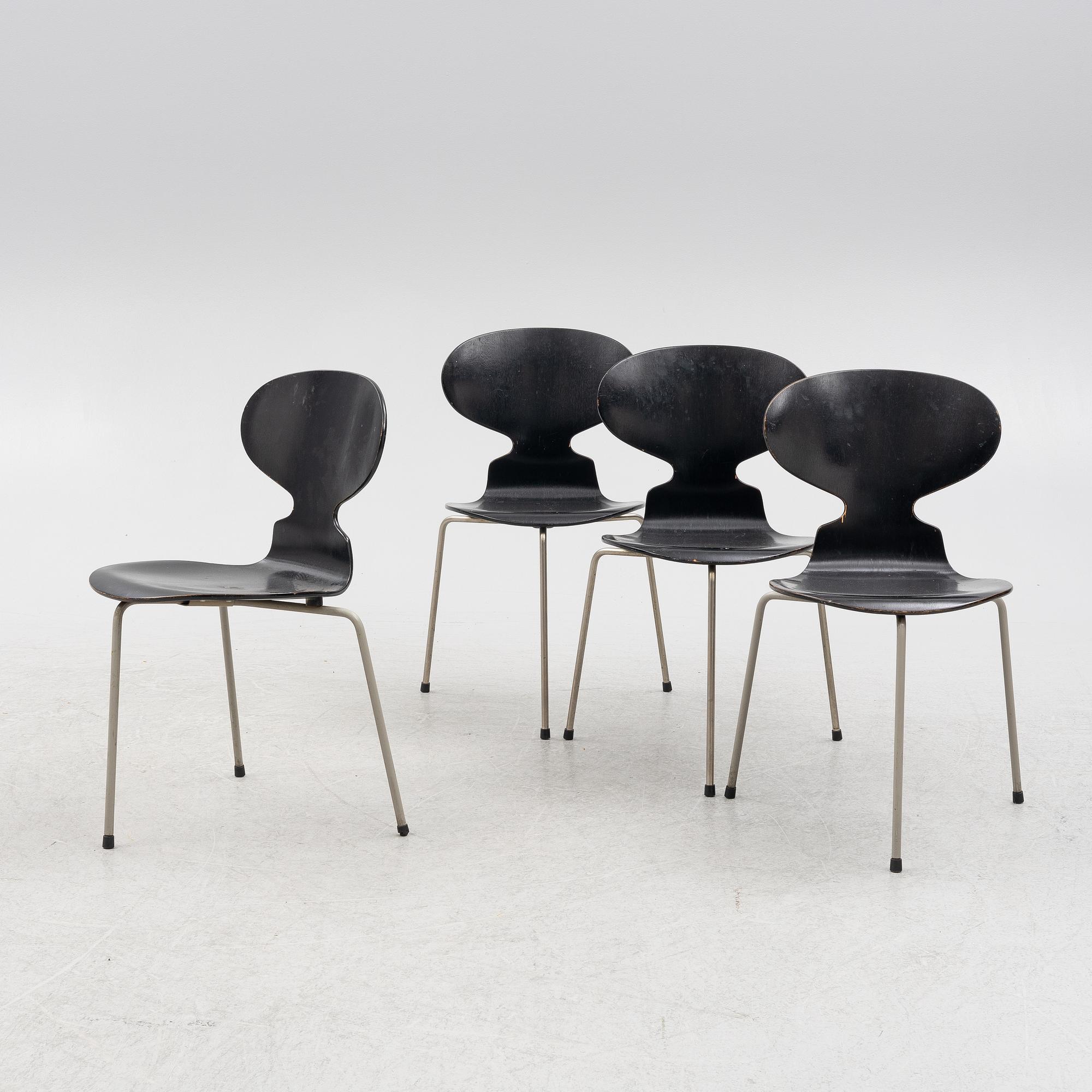 Arne Jacobsen, chairs, 4 pcs, "Ant", Fritz Hansen, Denmark, second half of the 20th century.