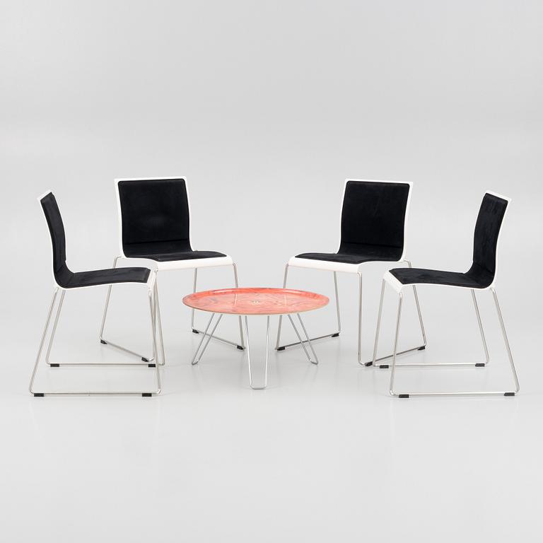 Fredrik Mattson, & Stefan Borselius, stolar, 4 st."Sting", samt bord "Occhio" Blå Station, 2000-tal.