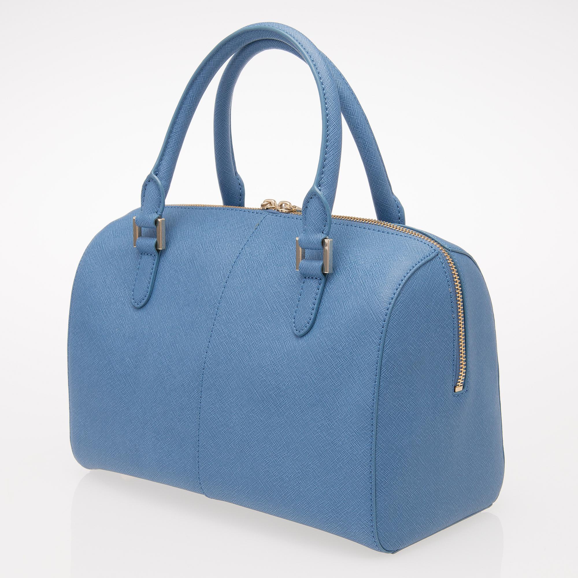 A Saffiano Blue Leather Handbag.
