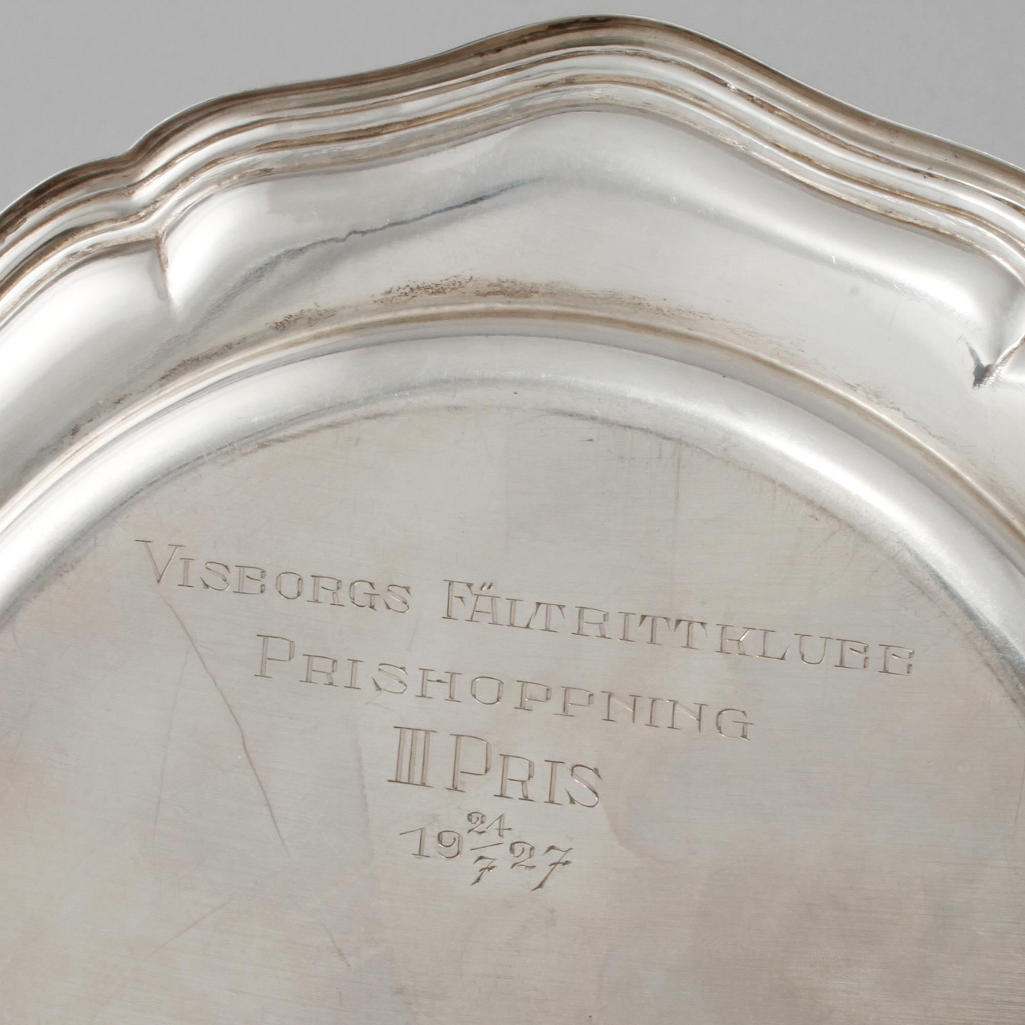 TALLRIKAR, 9 + 2 st, silver, C G Hallberg och K Andersson, Stockholm, 1920-tal, total vikt 2060 g.