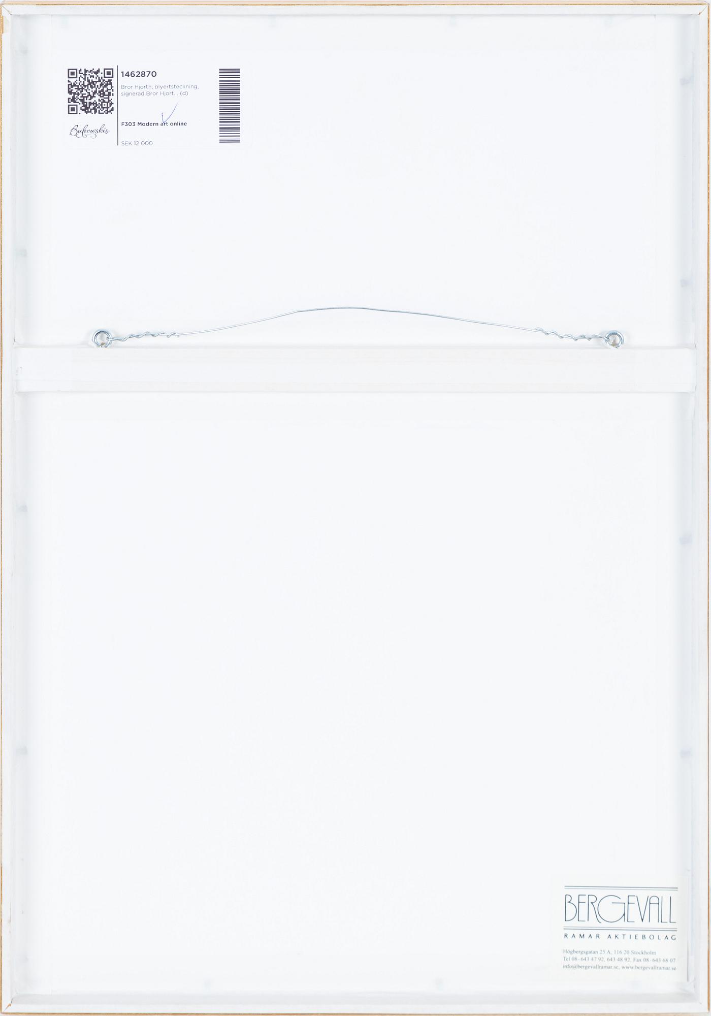 Bror Hjorth, pencil drawing, signed Bror Hjort.