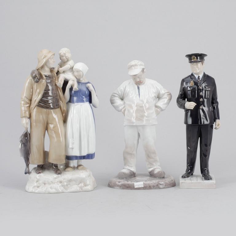 FIGURINER, 3 st, porslin, Bing & Gröndal, Danmark.