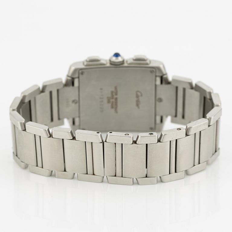 Cartier, Tank Francaise, chronograph, wristwatch, 28 x 28 (36) mm.