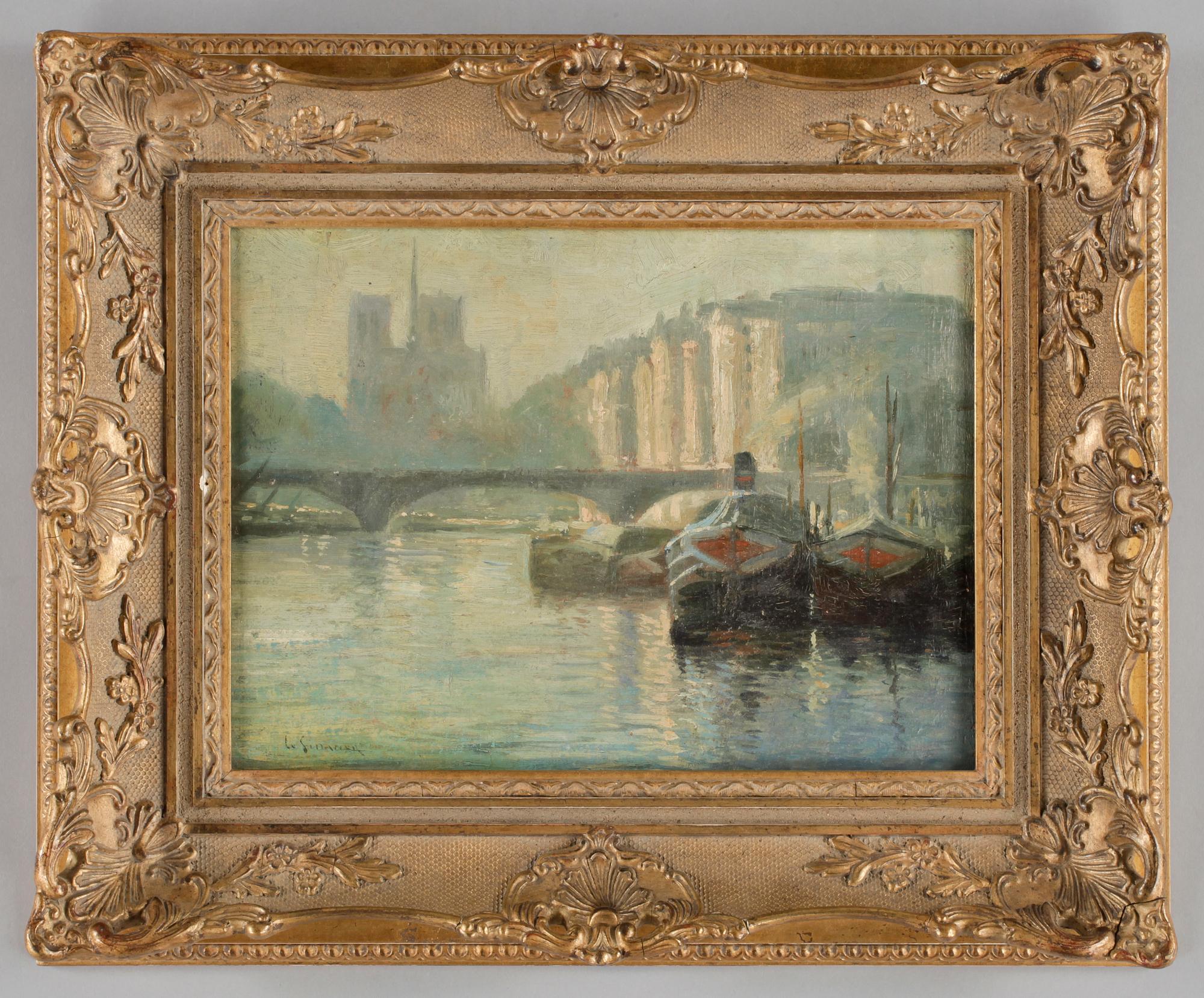 HENRI LE SIDANER, hans art, Olja på duk uppklistrad på pannå, Bär sign.