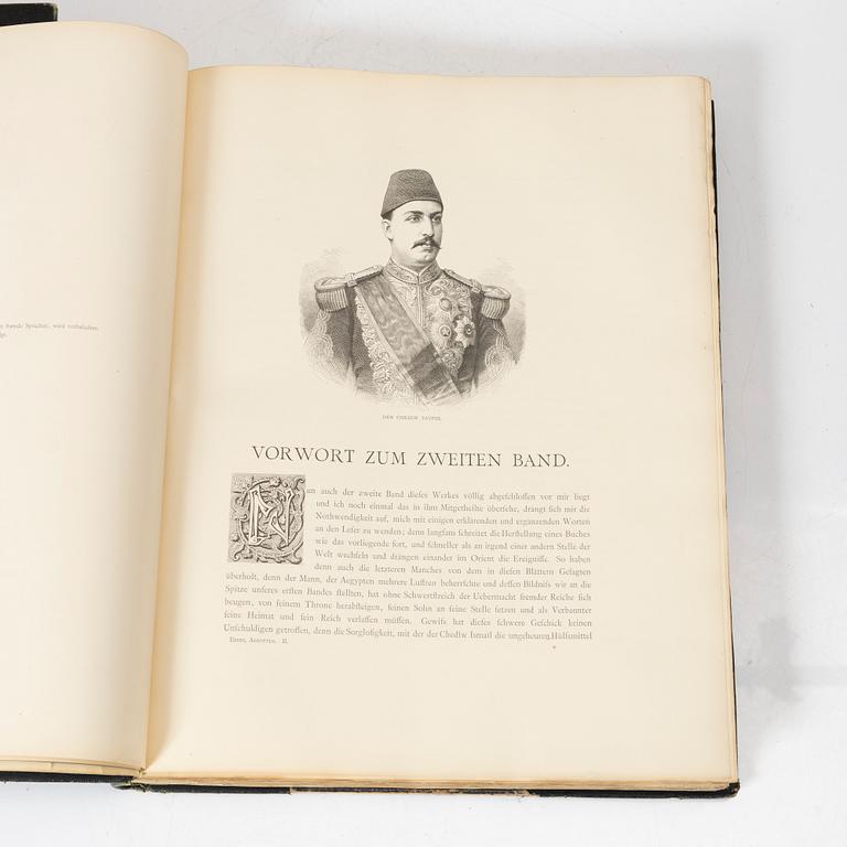 Georg Ebers, books on Egypt, two volumes, Stuttgart & Leipzig, Germany, 1879-80.