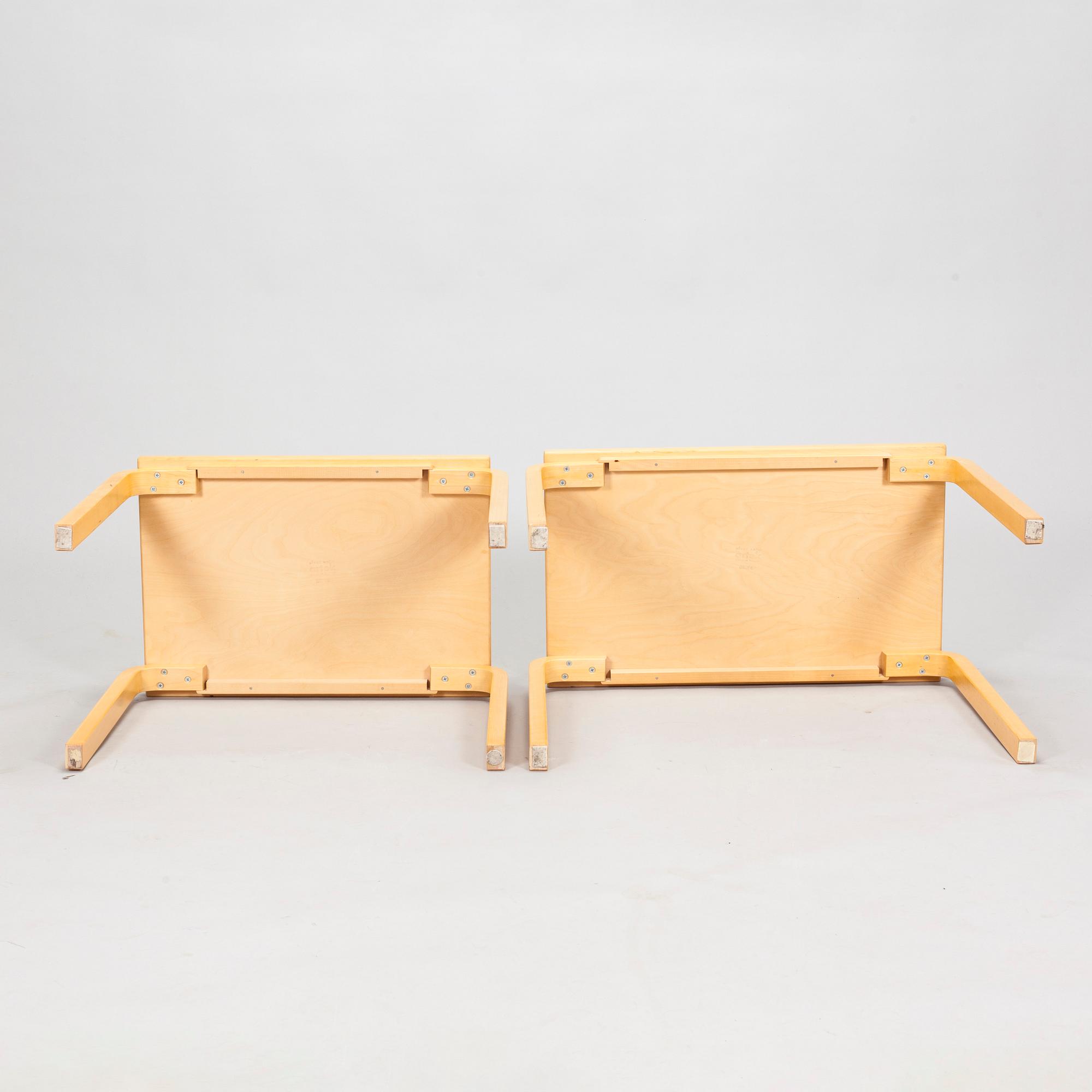 Alvar Aalto, two side tables, Artek, Finland 1980s.