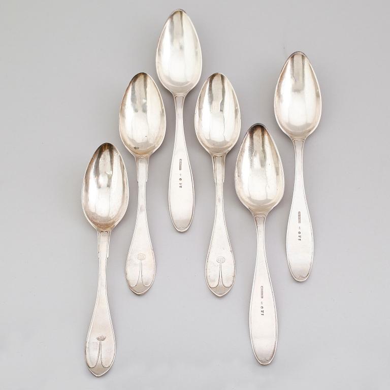 MATSKEDAR, 6 st snarlika, silver, svenska stämplar, 1800-tal. Vikt ca 365 gram.