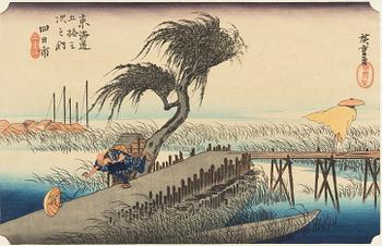 Ando Utagawa Hiroshige, efter, "Mie River at Yokkaichi", 1940-tal.