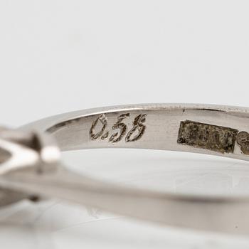 Ring, 18K white gold with brilliant-cut diamond 0.58 carat.