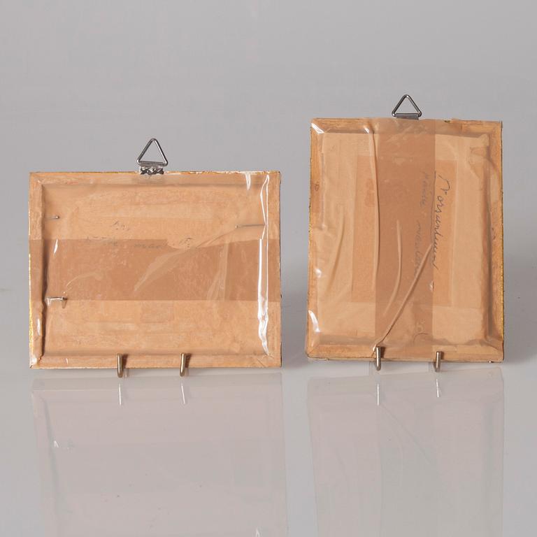 MINIATYYREJÄ, 2 kpl, guassi luulle, toinen signeerattu L. Ordé, 1800-luku.