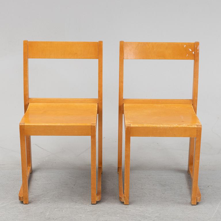 A set of six birch chairs, 'Orkesterstolen', designed by Sven Markelius, mid 20th Century.