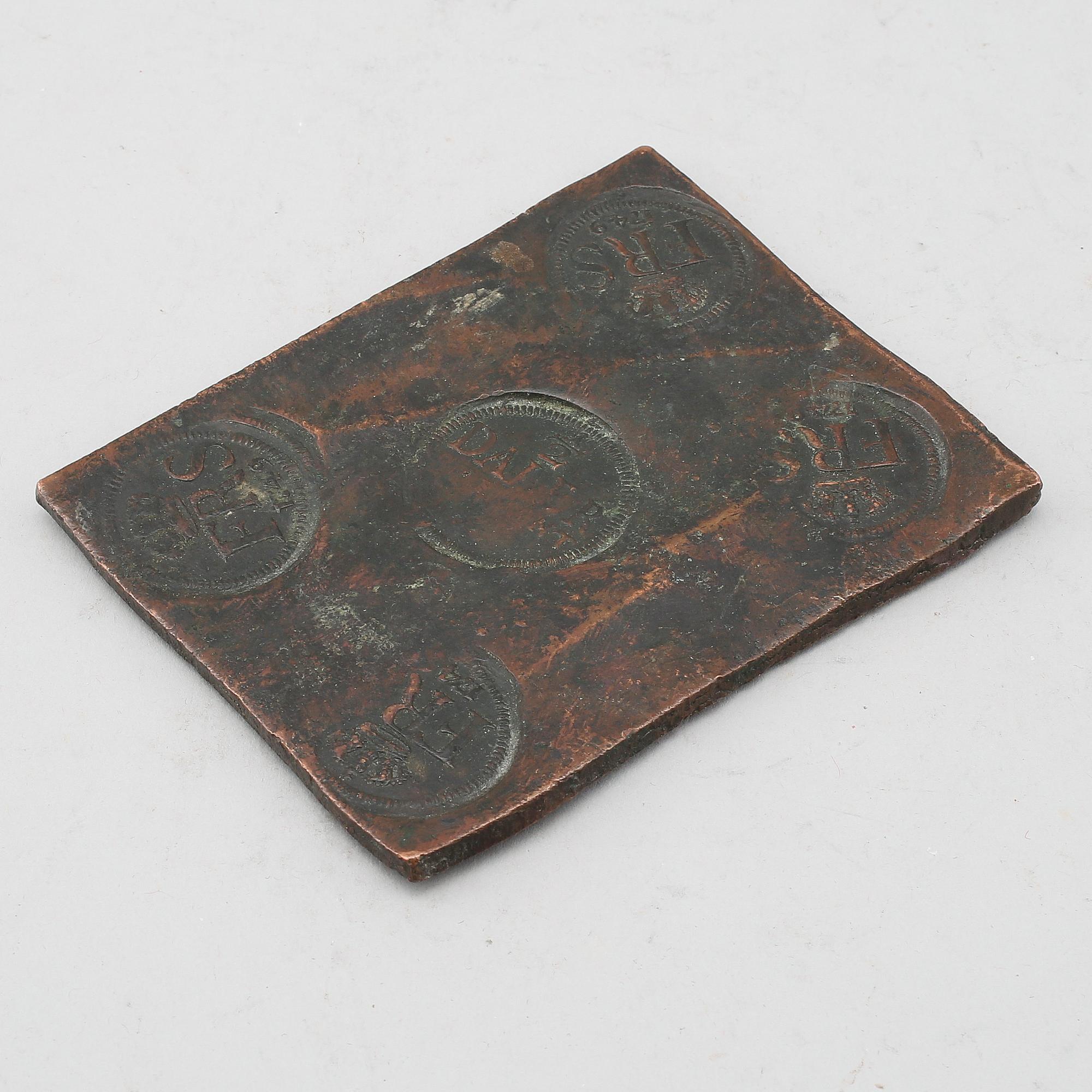 KOPPARMYNT, 1/2 daler, Fredrik I av Sverige, 1749. Vikt ca 359 gram.