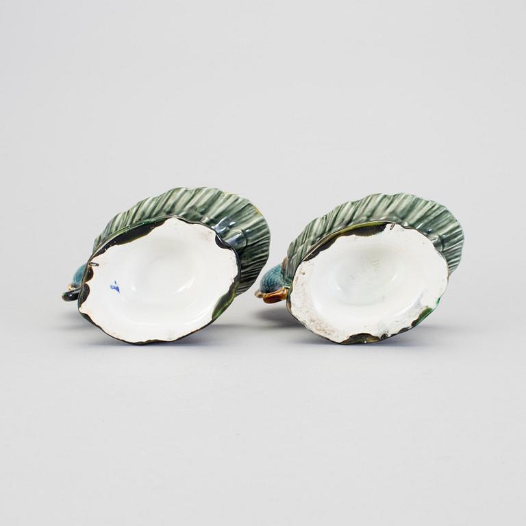 a pair of Jugend maiolica salt cellars by Rörstrand.