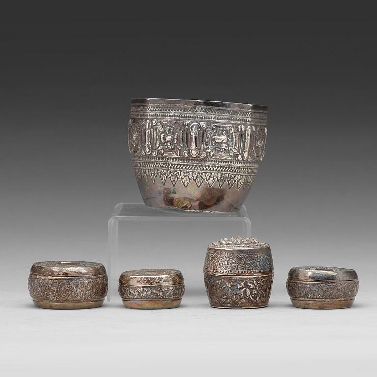 A group of Thai silver, circa 1900.