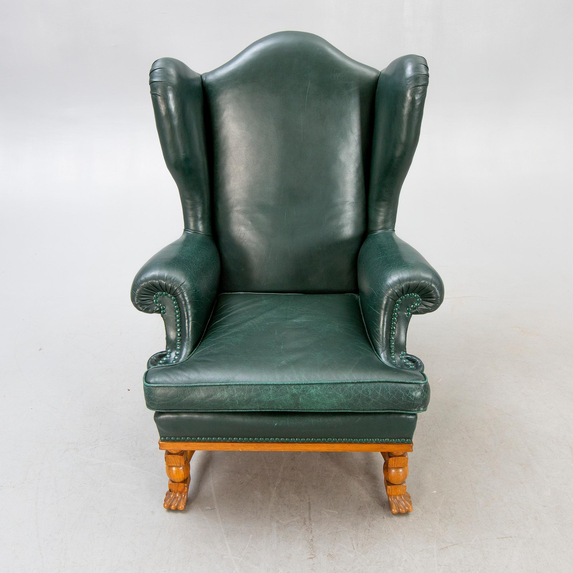 A  mid 1900s leather armchair.