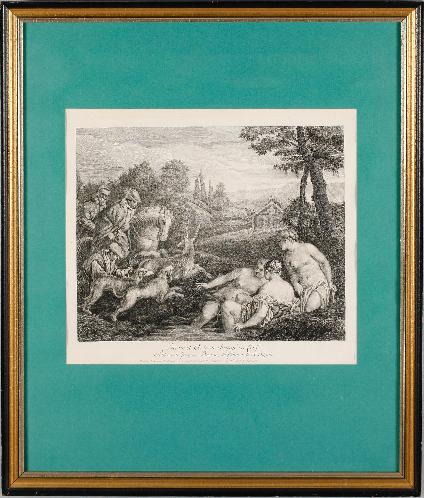 KOPPARSTICK, 2 st, efter Jeurat och Bassan, 1700-tal.
