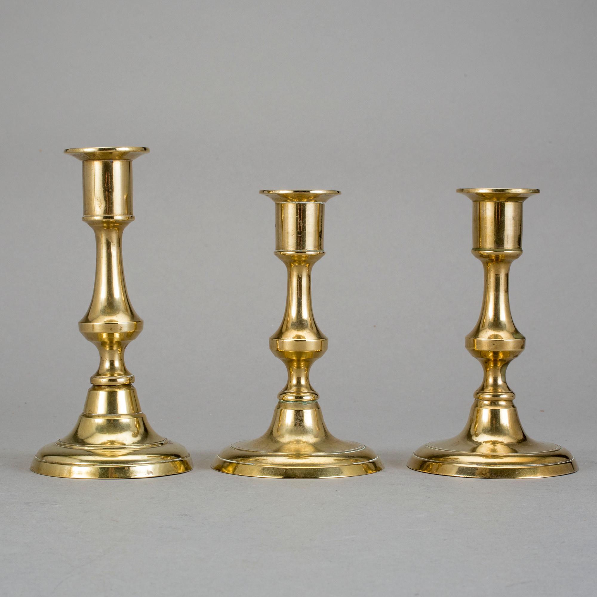 LJUSSTAKAR, 6 st, mässing, 1800-talets andra hälft.
