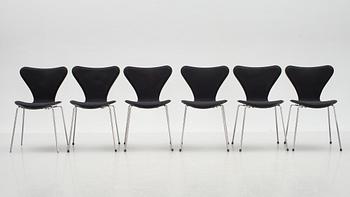 STOLAR, 6 stycken, "Sjuan", Arne Jacobsen, Fritz Hansen.